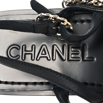 Chanel Lambskin Chain Sandals 37.5 Black 8 of 9