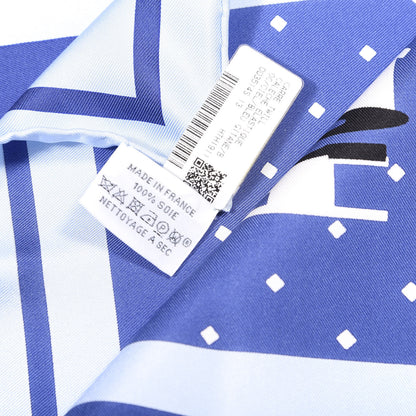 Hermes Silk Caleche Elastique Scarf 90 Ciel Bleu Gitane White 2 of 5