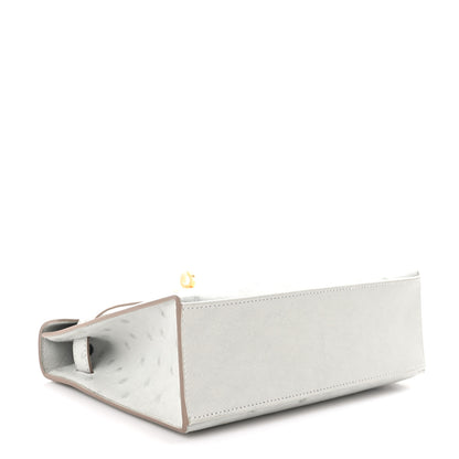 Hermes Ostrich Kelly Pochette Clutch Gris Perle 5 of 12