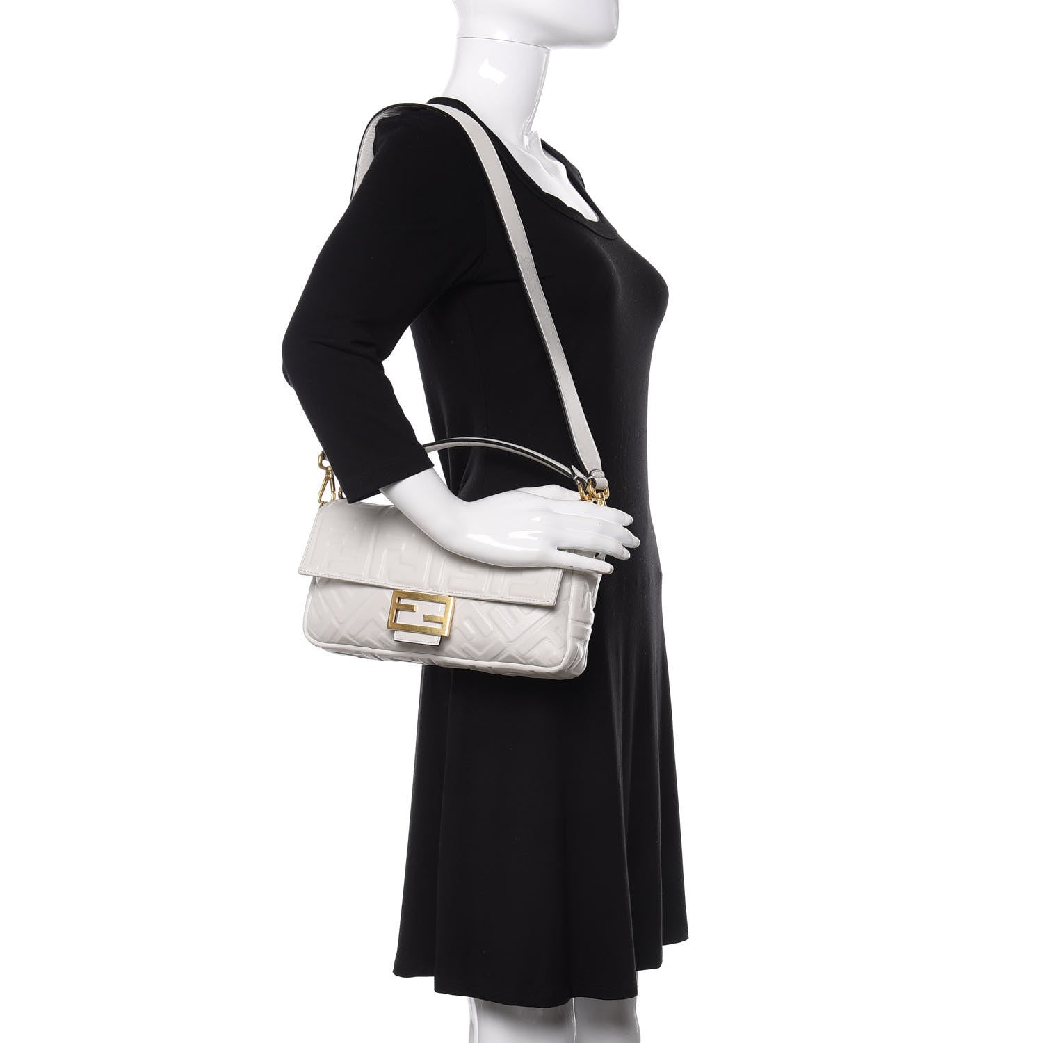 Fendi Nappa FF 1974 Embossed Baguette White 2 of 9