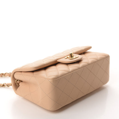 Chanel Lambskin Quilted Mini Rectangular Flap Beige 4 of 10