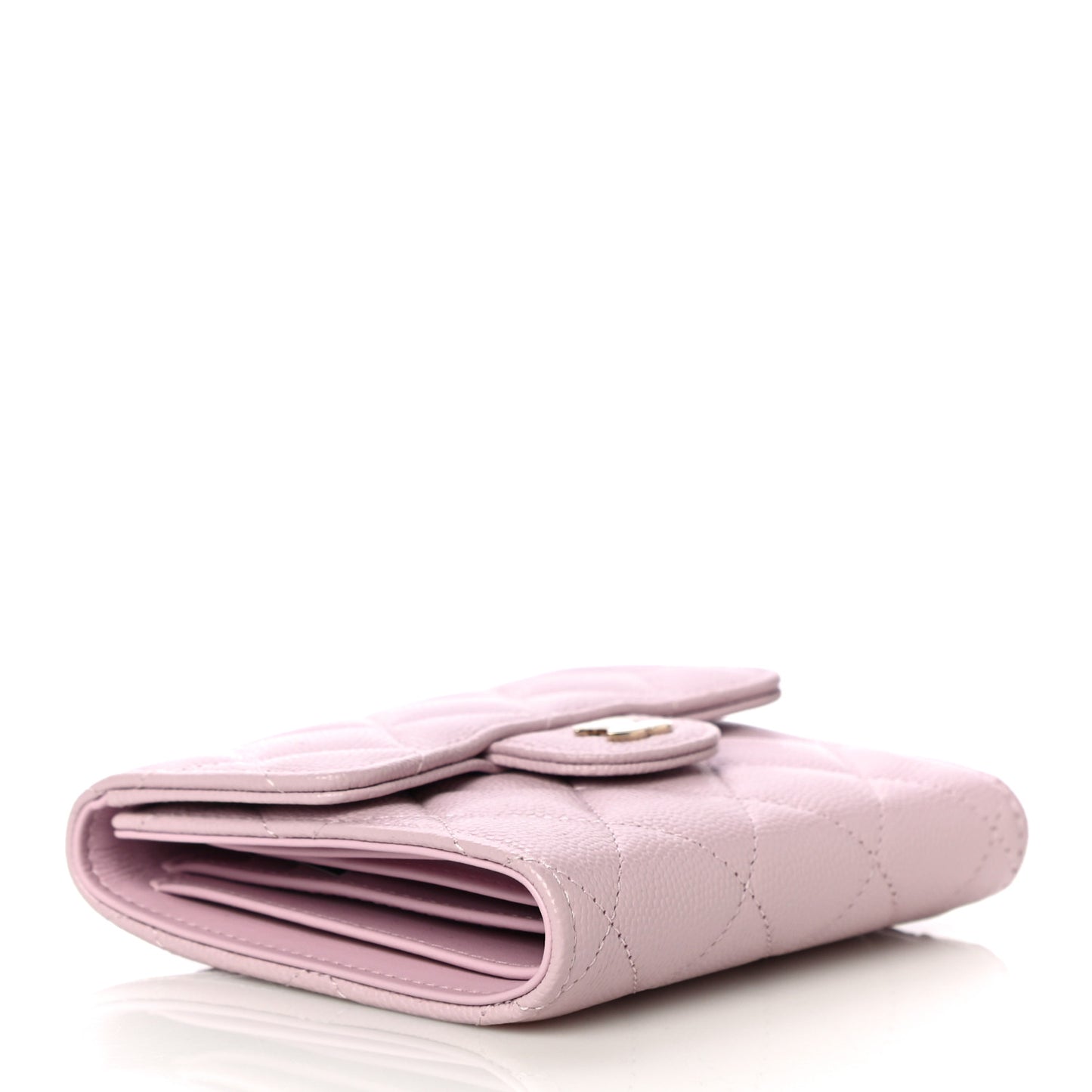 Caviar Quilted Compact Flap Wallet Light Pink