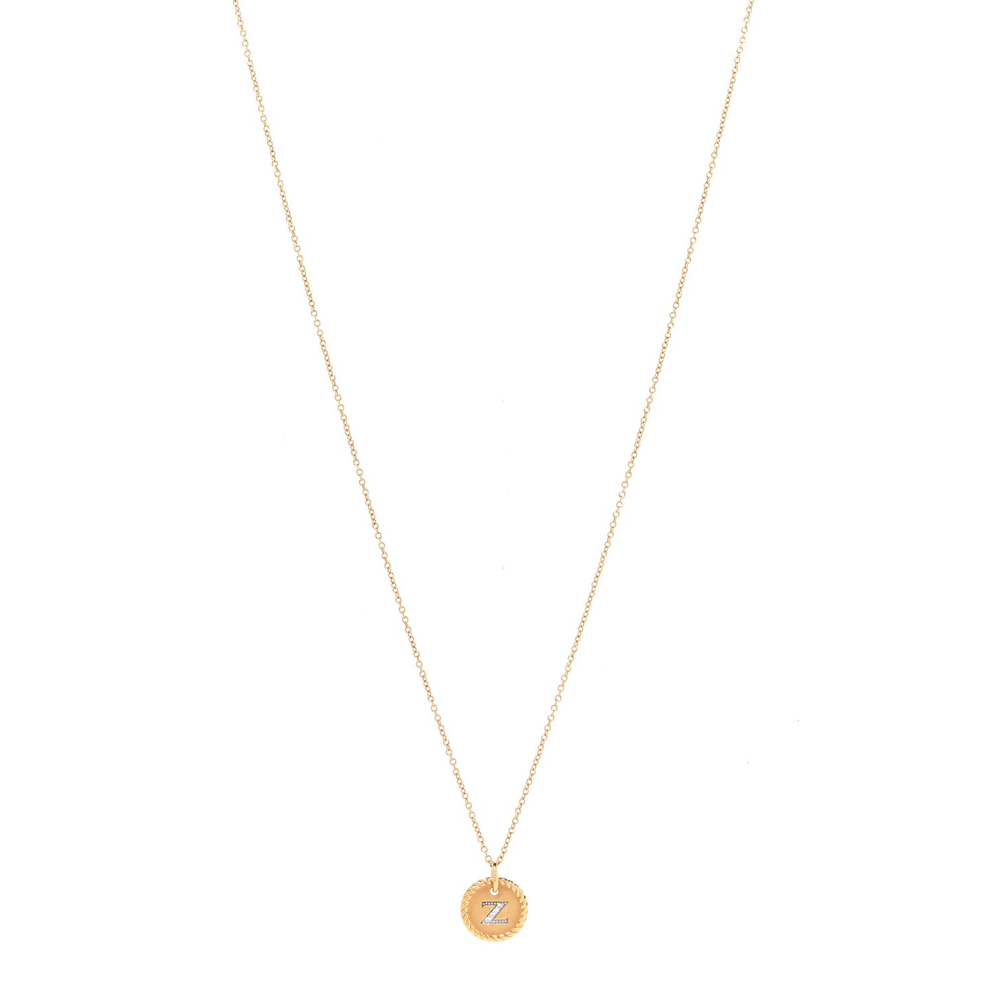 18K Yellow Gold Diamond Initial Z Charm Necklace