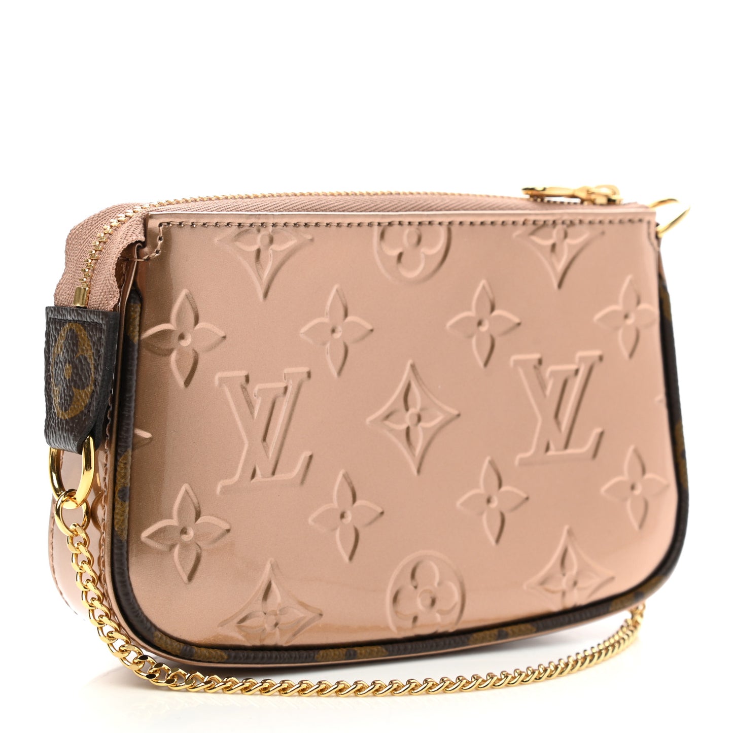 Metallic Vernis Mini Pochette Accessories Rose Gold