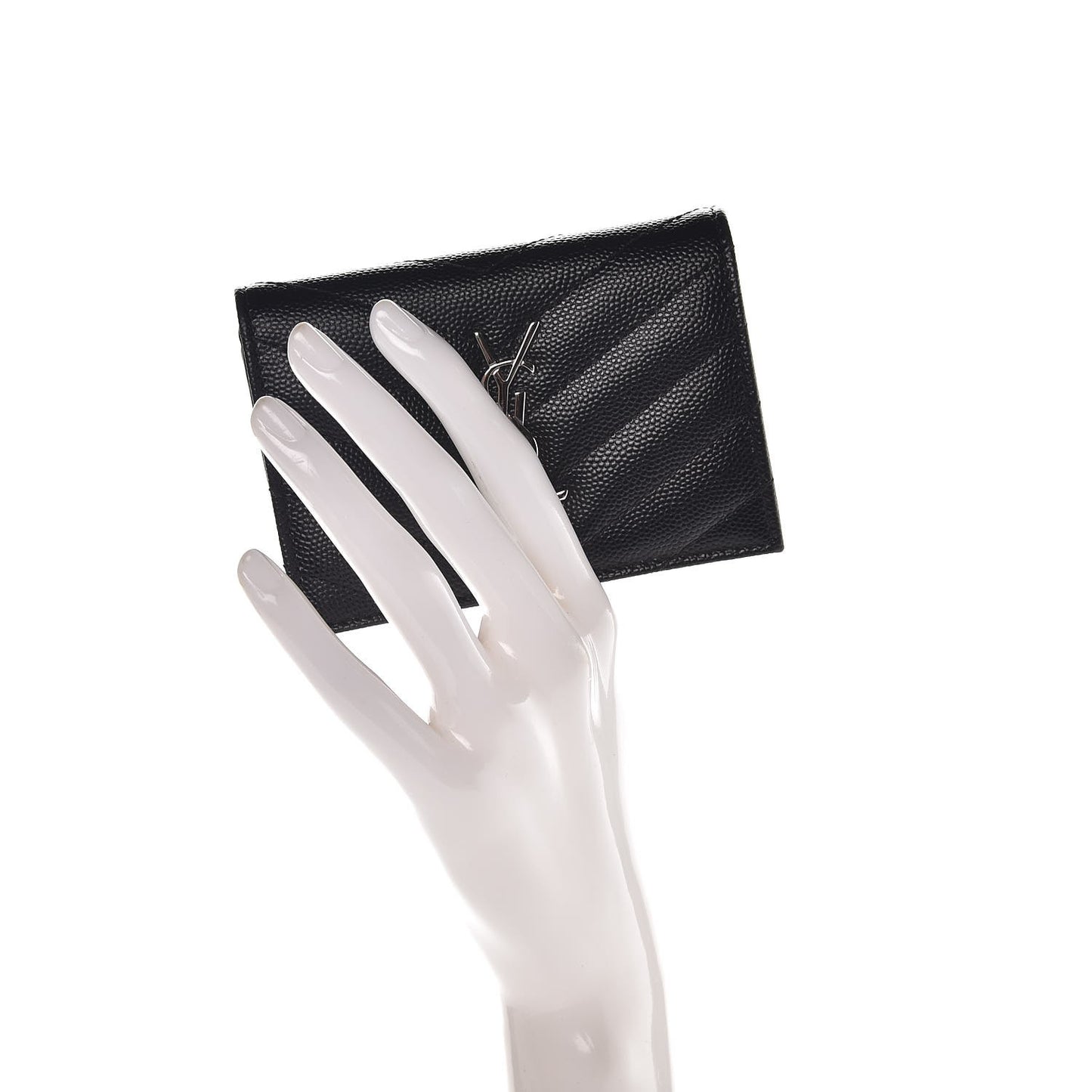 Grain De Poudre Matelasse Chevron Monogram Card Case Black
