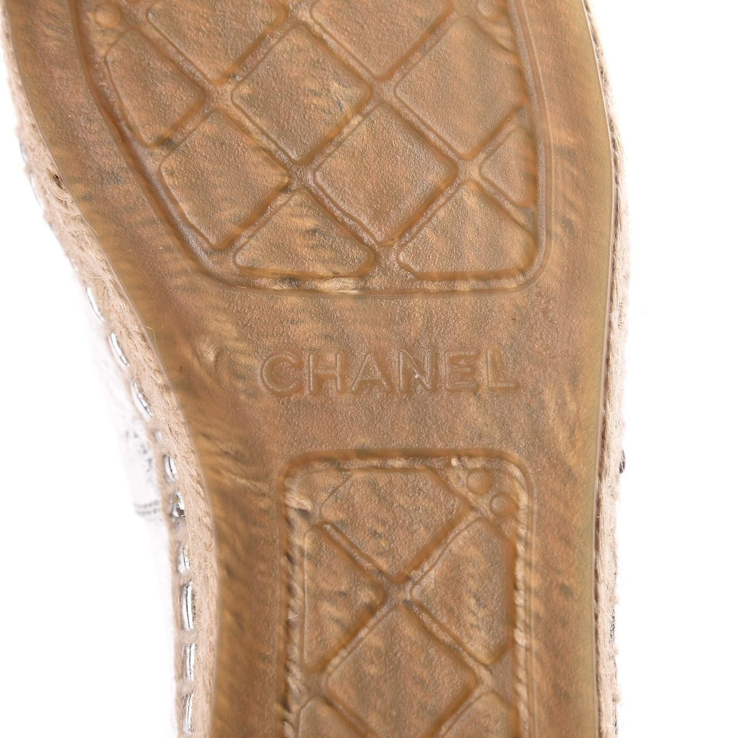 Laminated Goatskin CC Espadrilles 38 Silver