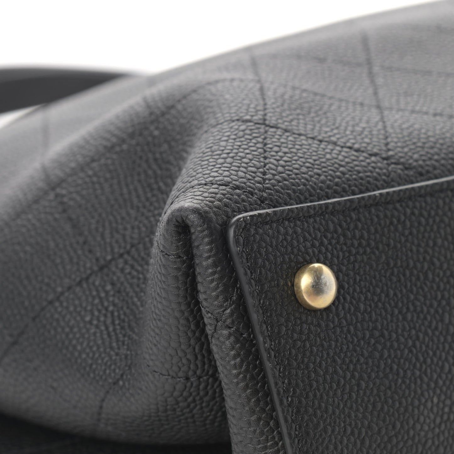 Caviar Stitched Large Shopping Tote Bag Black