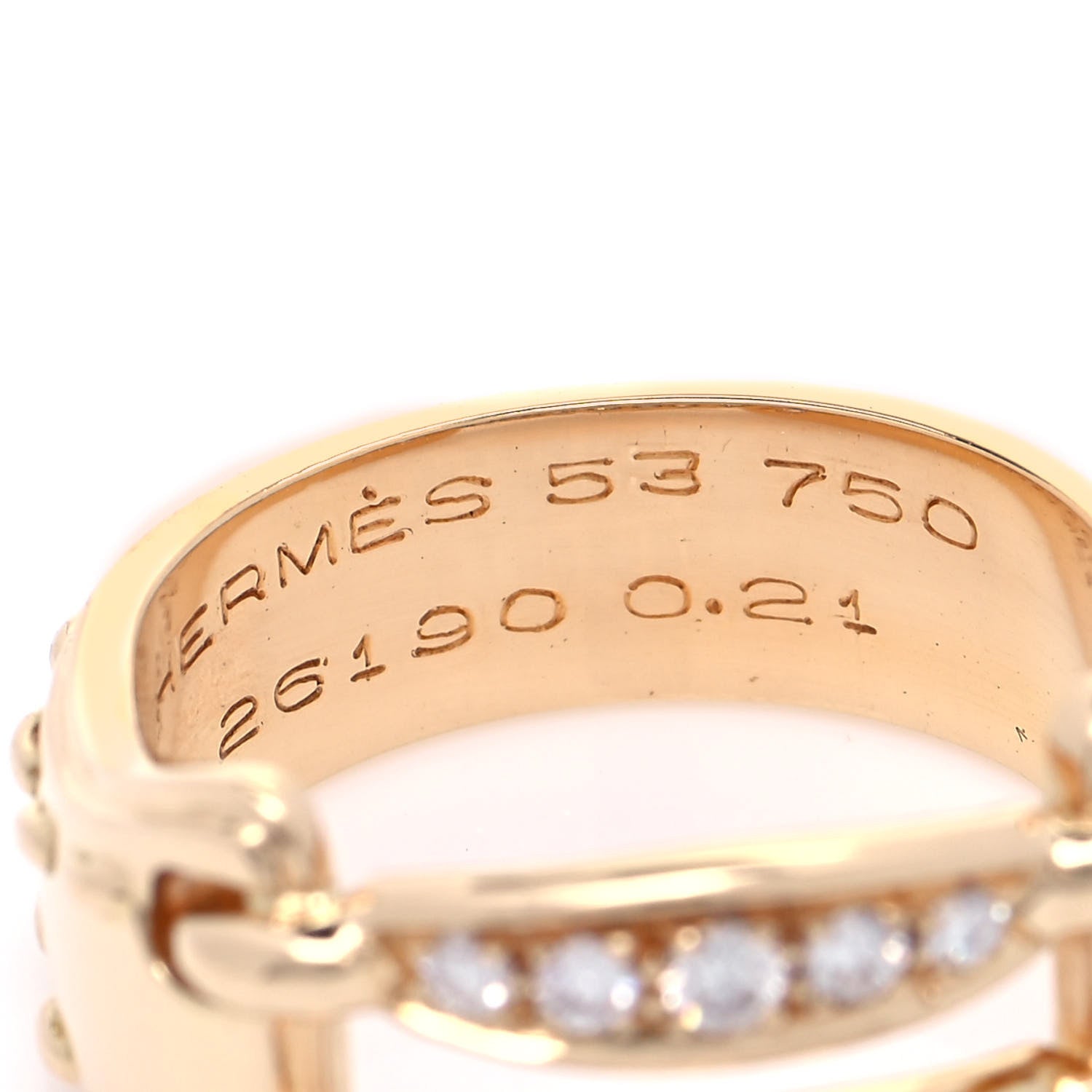 Hermes 18K Yellow Gold Diamond Tied and Stitched Ring 53 6.5 4 of 4