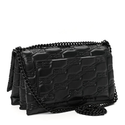 Balenciaga Nappa BB Monogram Embossed Medium Triplet Bag Black 3 of 10
