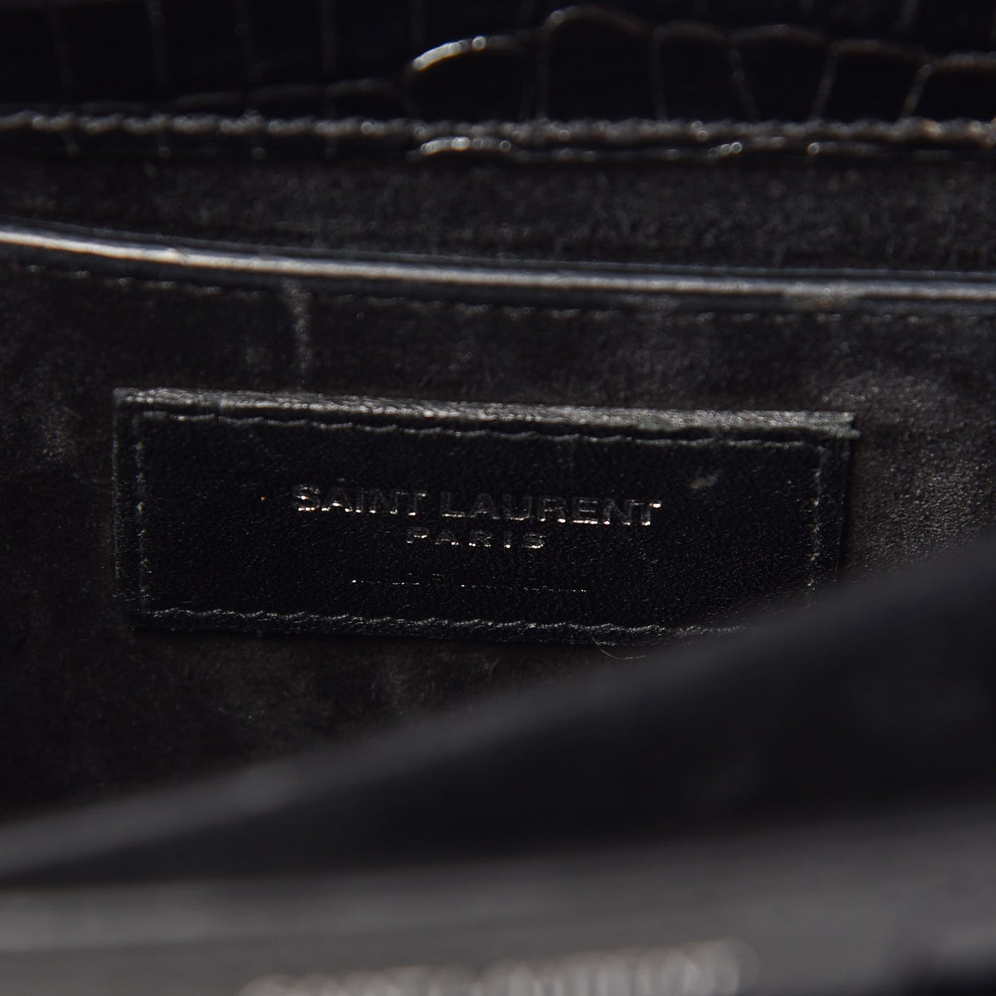 Calfskin Crocodile Embossed Medium Monogram Sunset Black