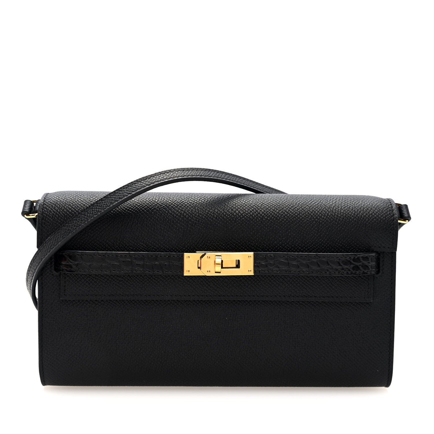 Hermes Epsom Matte Alligator Touch Kelly Wallet To Go Black 1 of 10