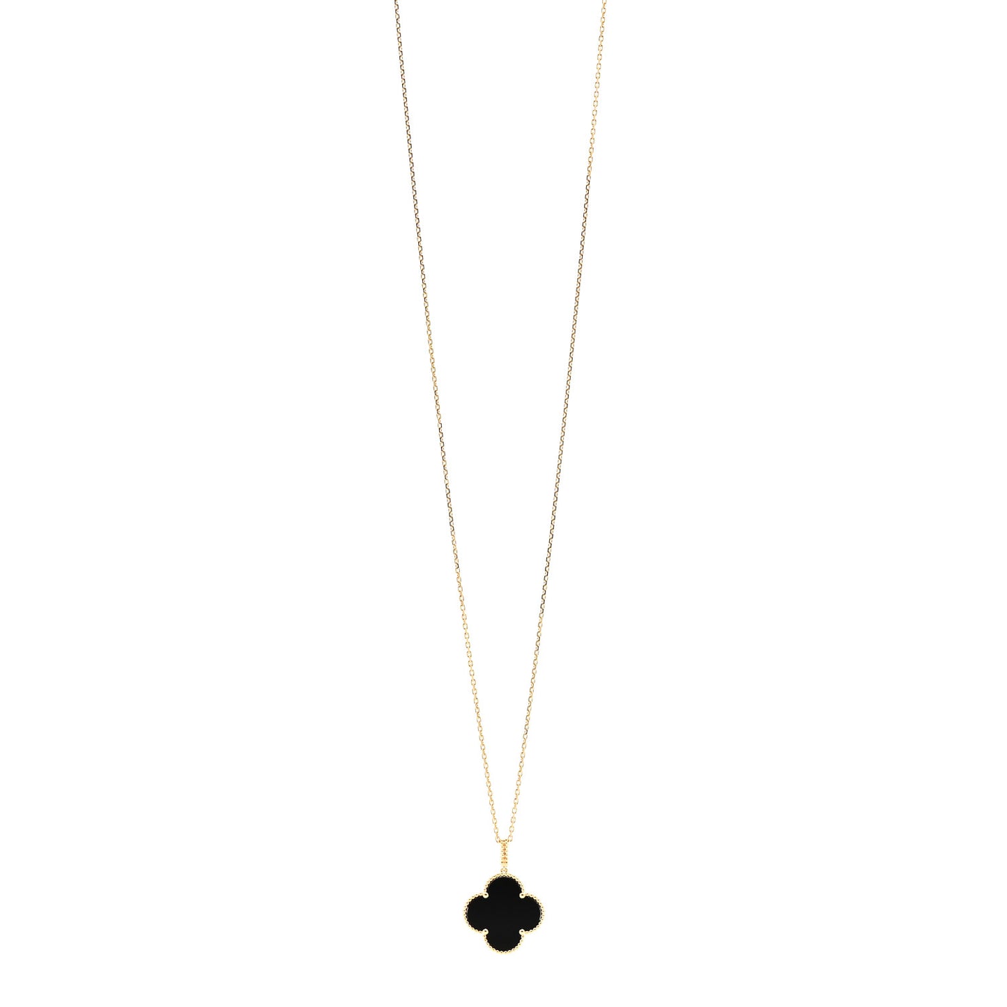 18K Yellow Gold Black Onyx Magic Alhambra Pendant Necklace
