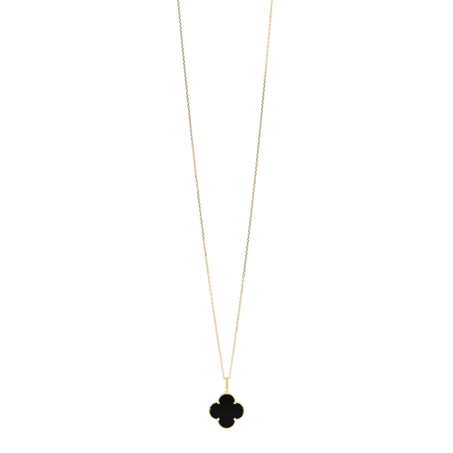 Van Cleef & Arpels 18K Yellow Gold Black Onyx Magic Alhambra Pendant Necklace 1 of 6