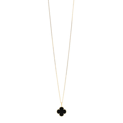 Van Cleef & Arpels 18K Yellow Gold Black Onyx Magic Alhambra Pendant Necklace 1 of 6