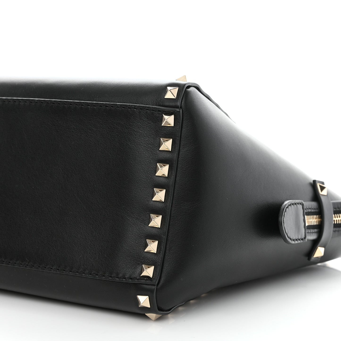 Vitello Small Rockstud Double Handle Tote Black