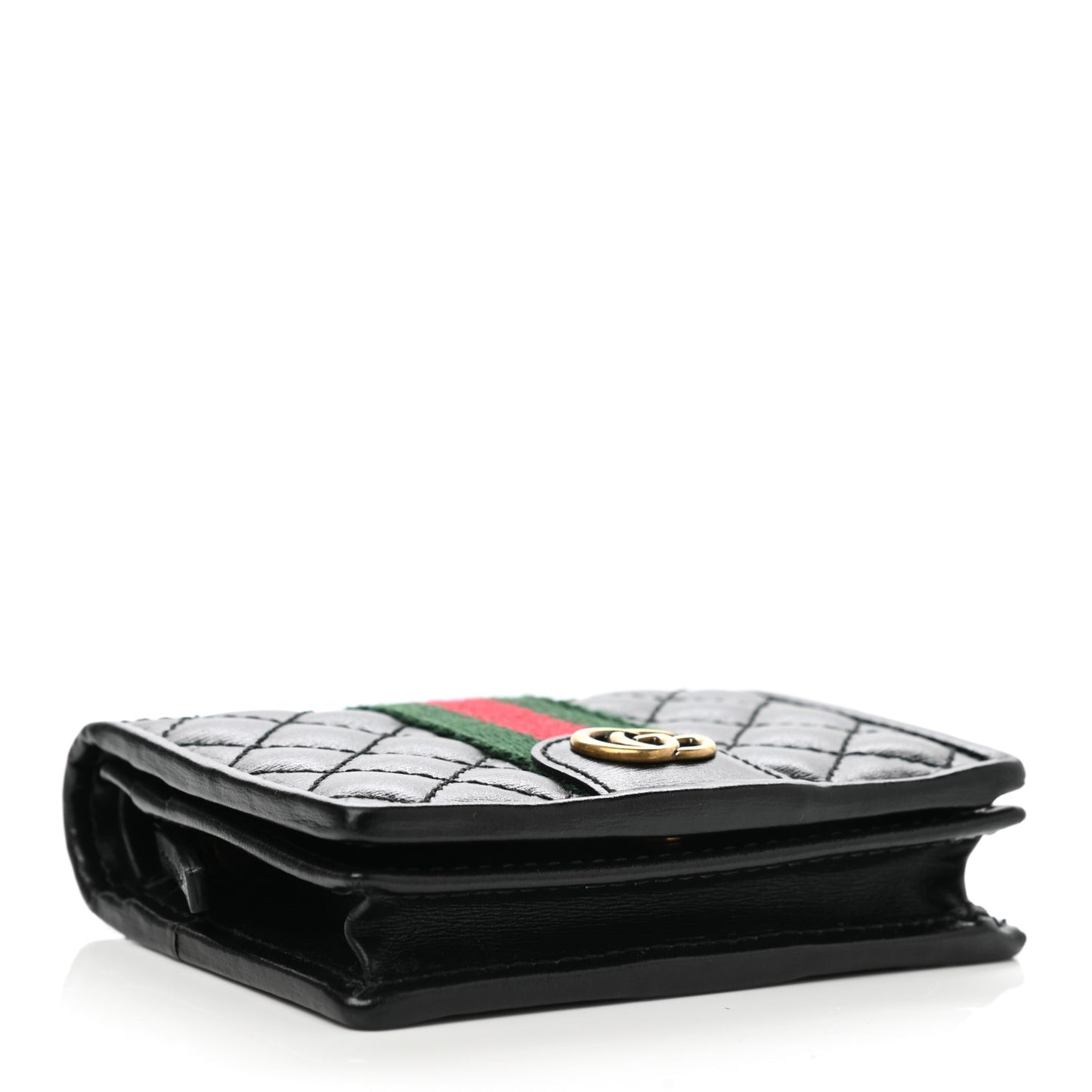 Calfskin Web Trapuntata GG Marmont Card Case Wallet Black