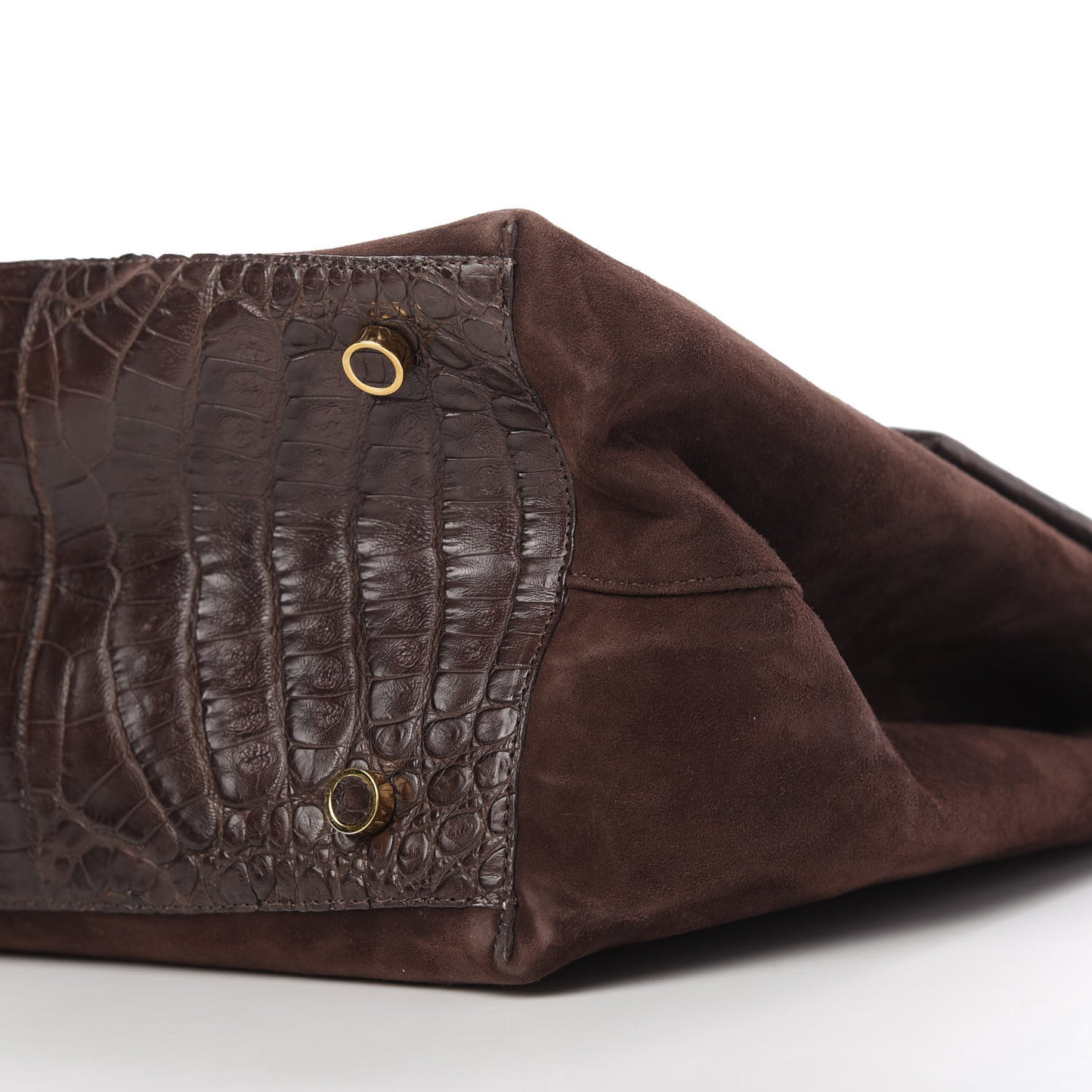 Crocodile Suede Shoulder Bag Brown