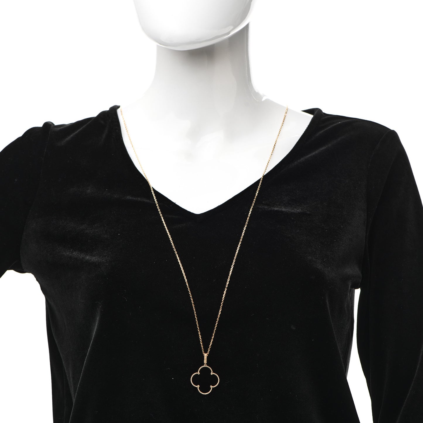 18K Yellow Gold Black Onyx Magic Alhambra Pendant Necklace