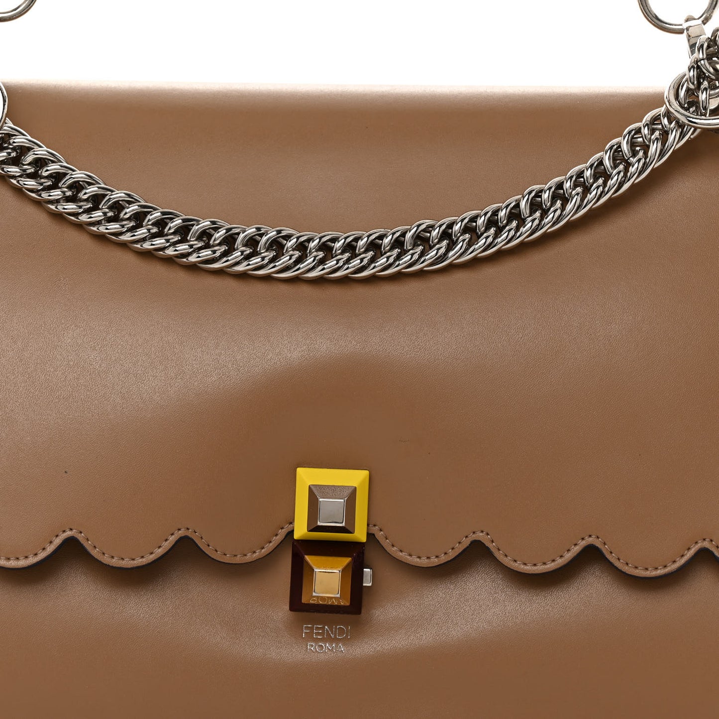 Vitello Liberty Scalloped Studded Kan I Shoulder Bag Sand