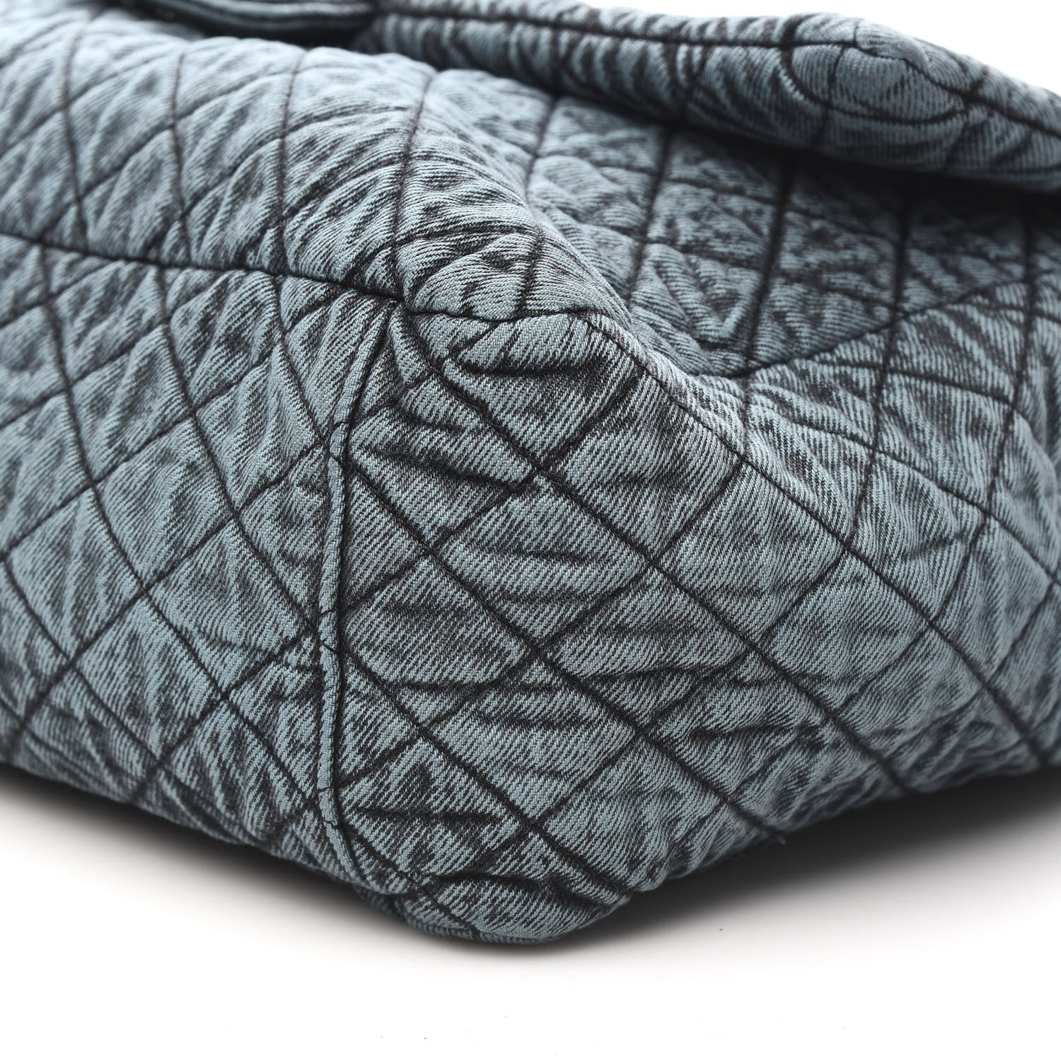Chanel Denim Quilted Denimpression XXL Flap Blue Black 9 of 10