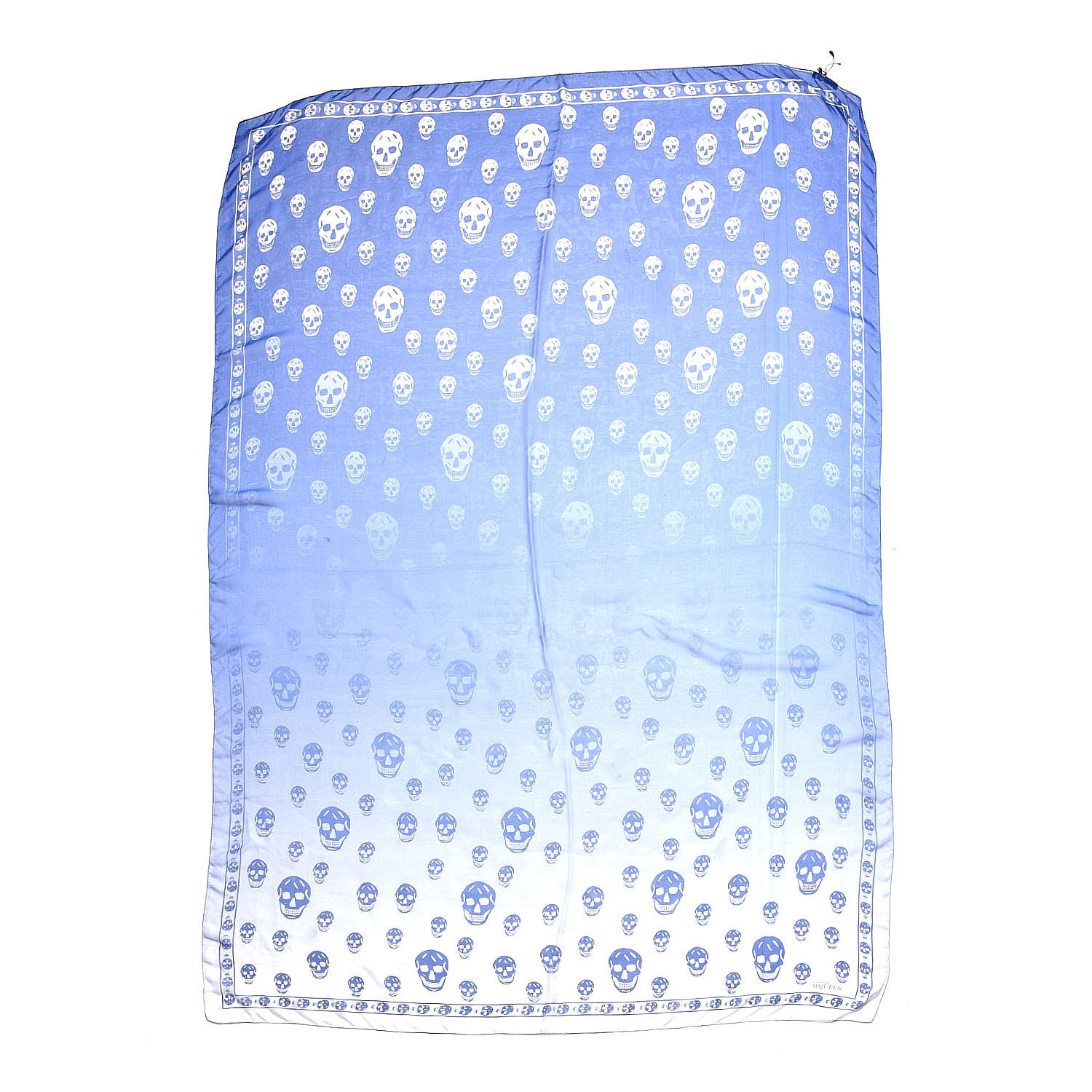 Alexander McQueen Silk Degrade Skull Scarf Royal Blue White 1 of 4