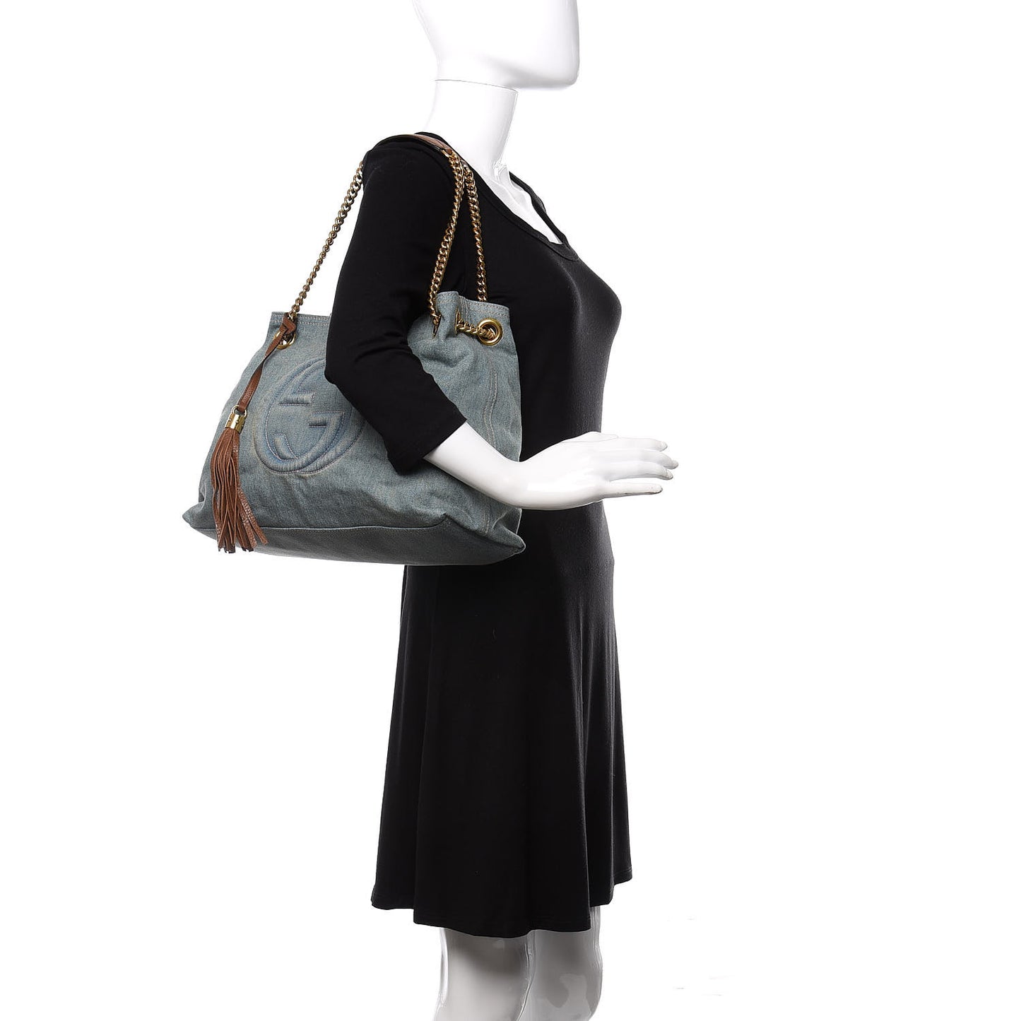 Denim Medium Soho Chain Shoulder Bag Blue