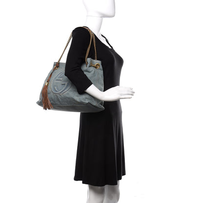 Gucci Denim Medium Soho Chain Shoulder Bag Blue 2 of 11