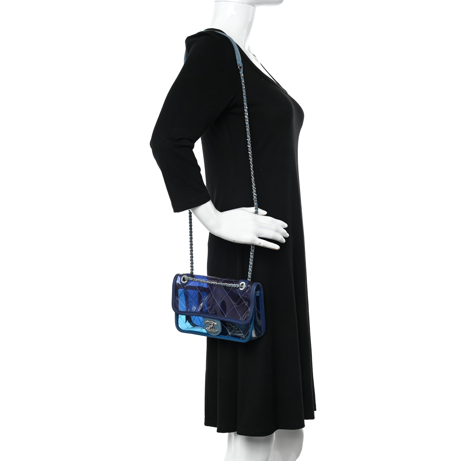 Chanel PVC Lambskin Stitched Mini Coco Splash Flap Blue 2 of 11