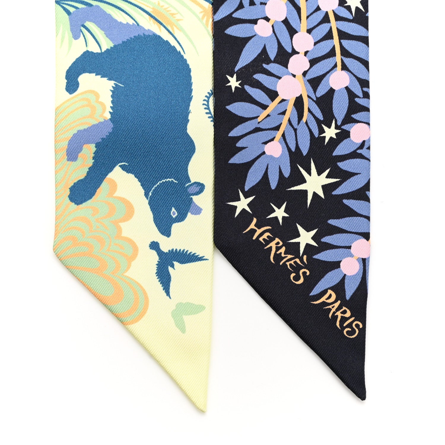 Hermes Silk Sous Le Charme D Orphee Twilly Bleu Black Jaune Soufre 2 of 4