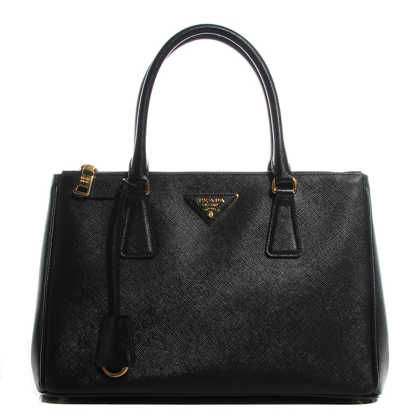 Saffiano Lux Small Double Zip Tote Nero Black