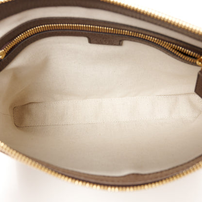 Gucci Monogram Jumbo GG Textured Dollar Calfskin Web Wristlet Messenger Bag Camel Ebony New Acero 5 of 11