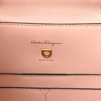 Salvatore Ferragamo Calfskin Gancini Embossed Trifolio Top Handle Bag Black 6 of 9