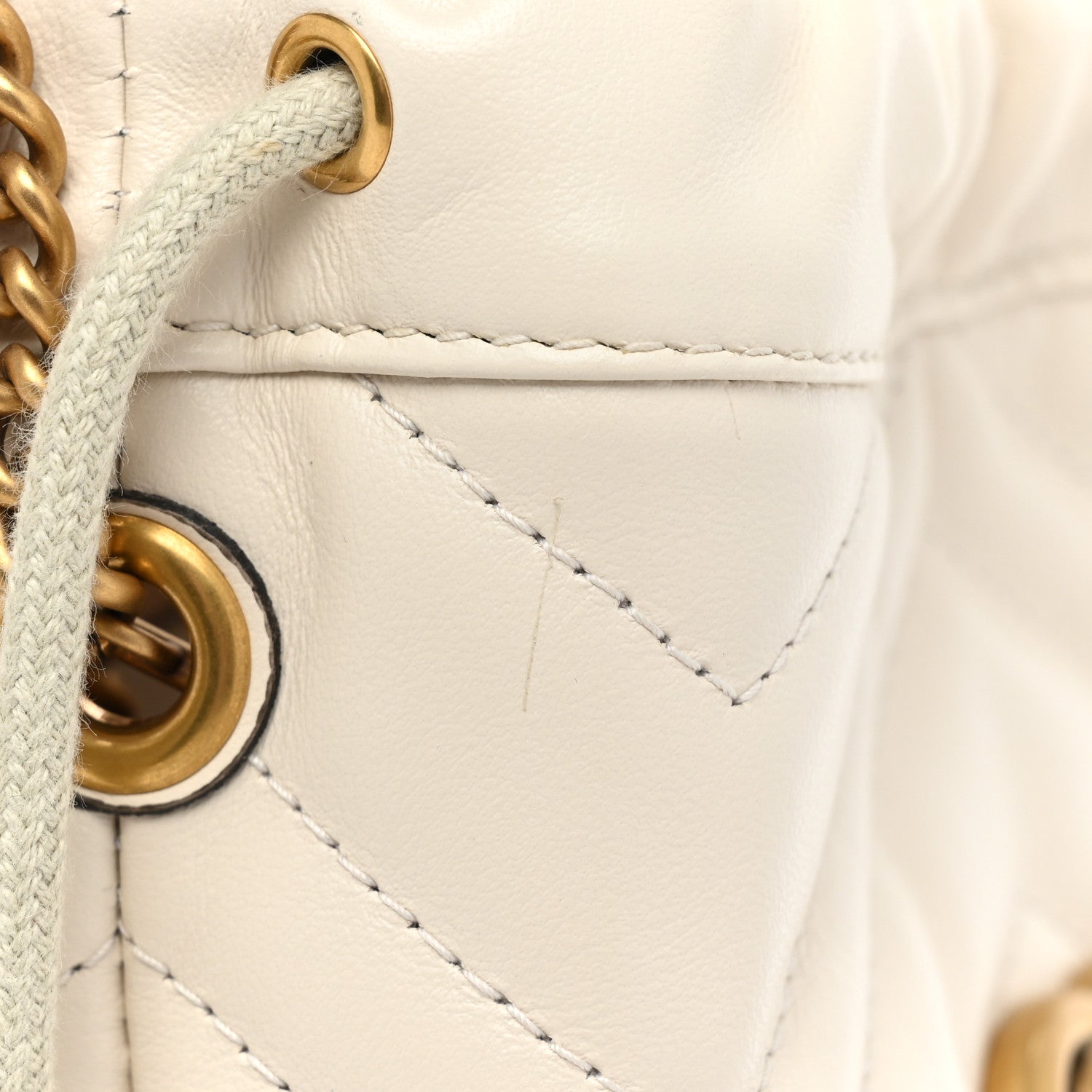 Gucci Calfskin Matelasse Mini GG Marmont 2.0 Bucket Bag White 9 of 10