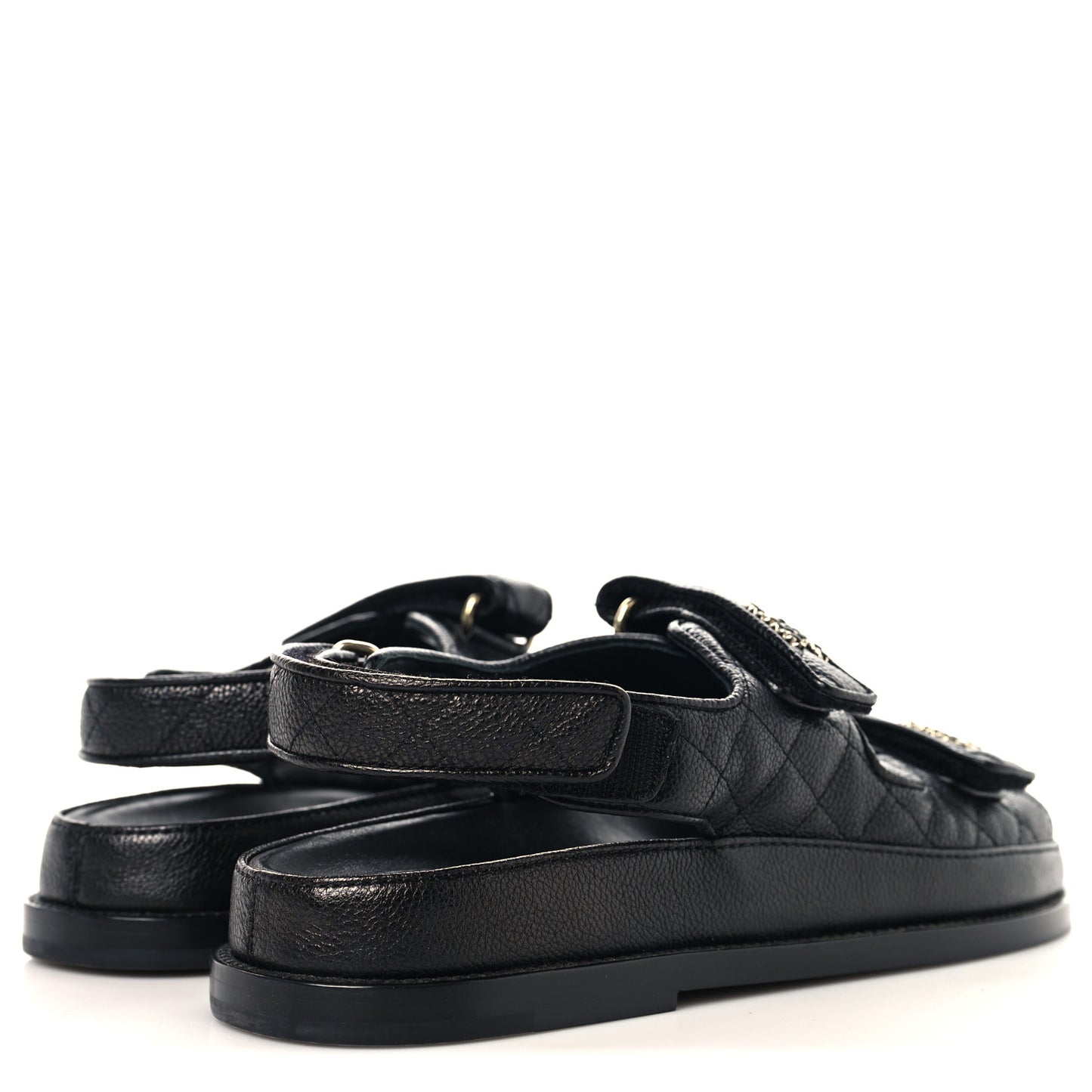 Grained Calfskin Velcro Dad Sandals 39.5 Black