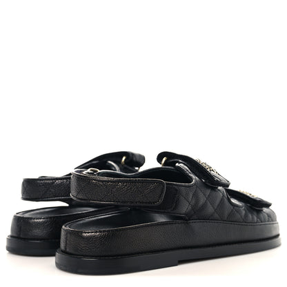 Chanel Grained Calfskin Velcro Dad Sandals 39.5 Black 5 of 10