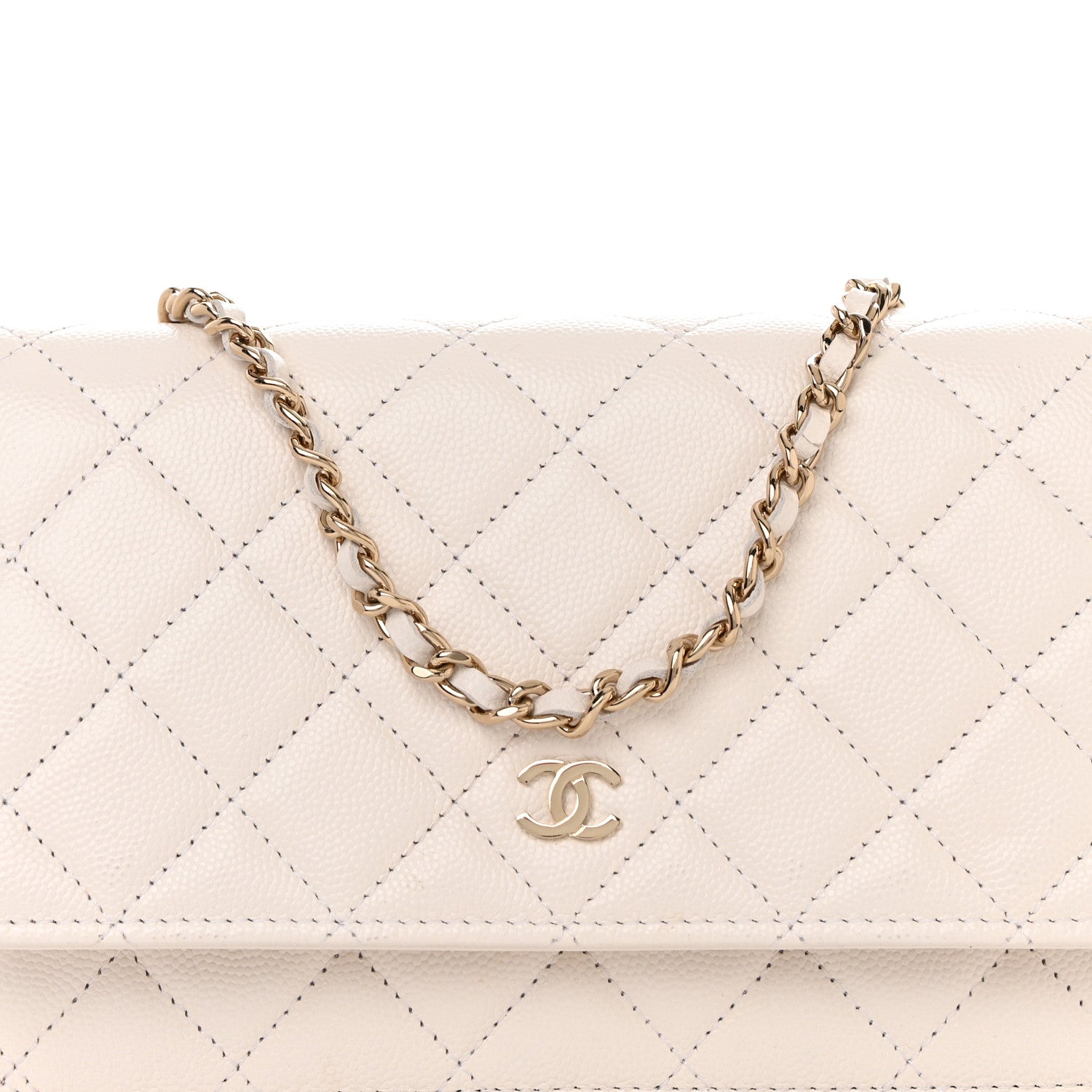 Chanel Caviar Quilted Wallet On Chain WOC White 8 of 13