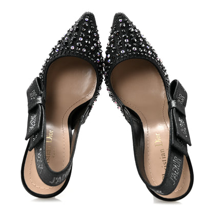 Christian Dior Fabric Strass J'Adior Slingback 100mm Pumps 38 Black 2 of 11