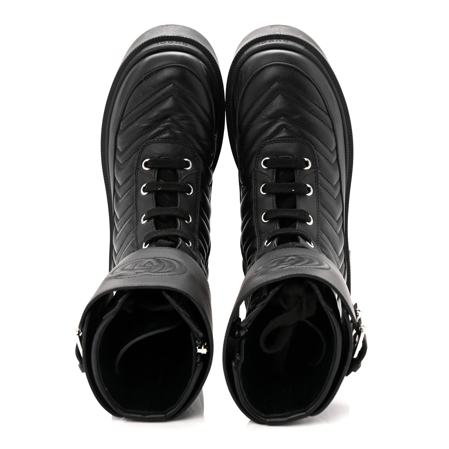 Gucci Nappa Frances GG Matelasse Platform Combat Boots 36 Black 5 of 10