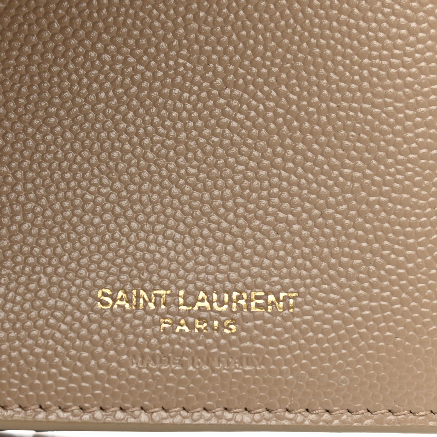 Saint Laurent Grain De Poudre Matelasse Chevron Monogram Compact Tri Fold Wallet Light Taupe 6 of 7