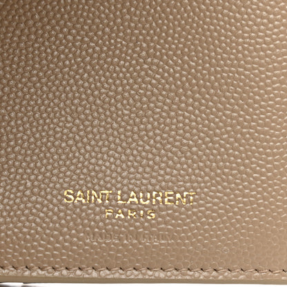 Saint Laurent Grain De Poudre Matelasse Chevron Monogram Compact Tri Fold Wallet Light Taupe 6 of 7
