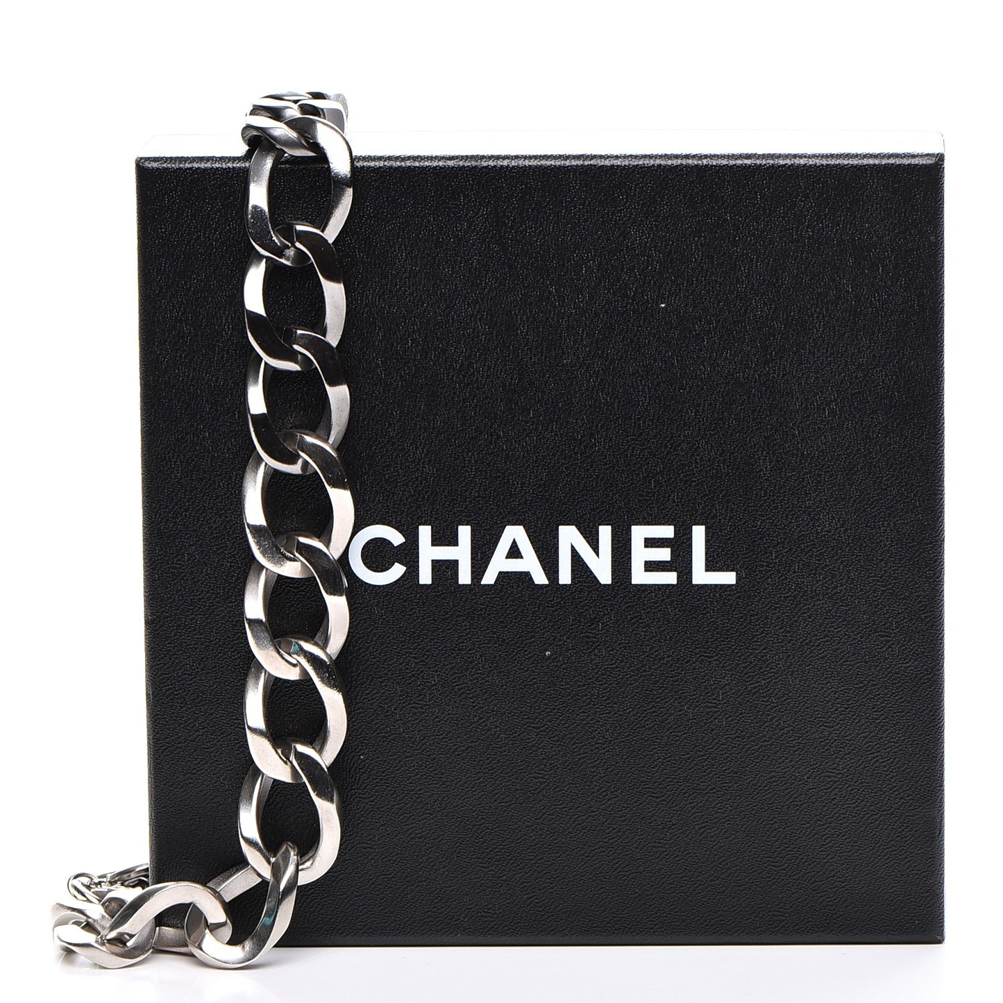 Chain Link CC Choker Necklace Silver
