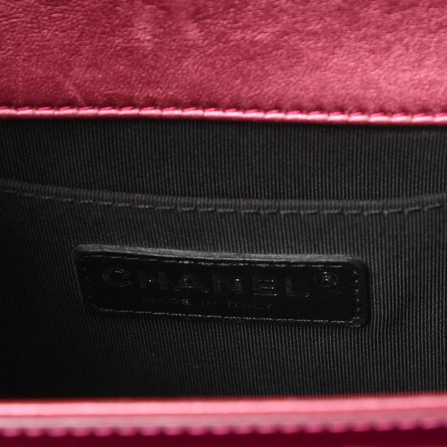 Metallic Patent Calfskin Quilted Medium Boy Flap Pink
