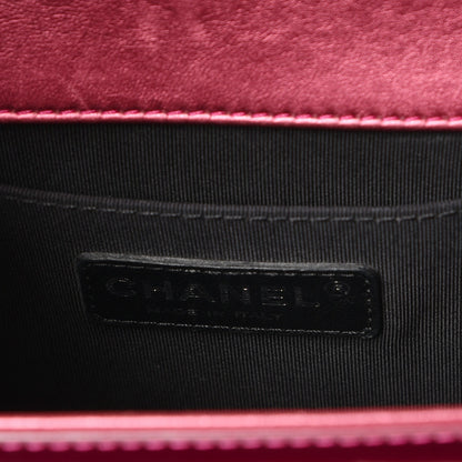 Chanel Metallic Patent Calfskin Quilted Medium Boy Flap Pink 6 of 14