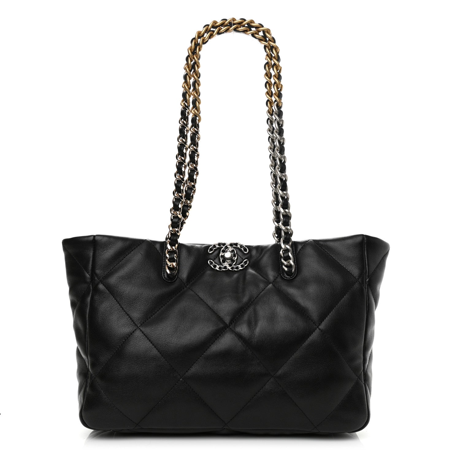 Chanel Lambskin Quilted Chanel 19 East West Shopping Bag Black 1 of 10