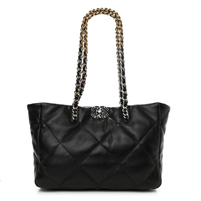 Chanel Lambskin Quilted Chanel 19 East West Shopping Bag Black 1 of 10