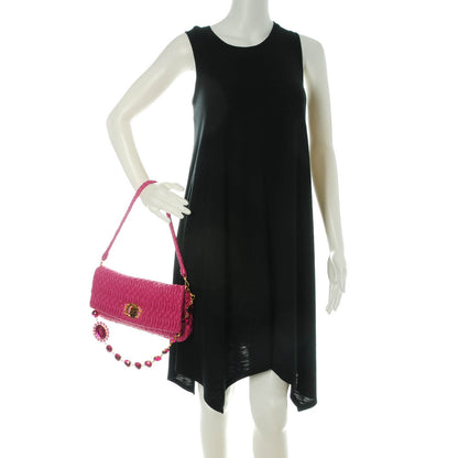 Miu Miu Nappa Matelasse Crystal Flap Clutch Fuxia 2 of 8