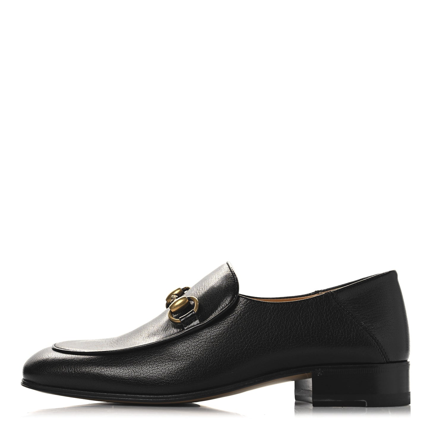 Goatskin Womens Horsebit Mid-Heel Loafers 37 Black