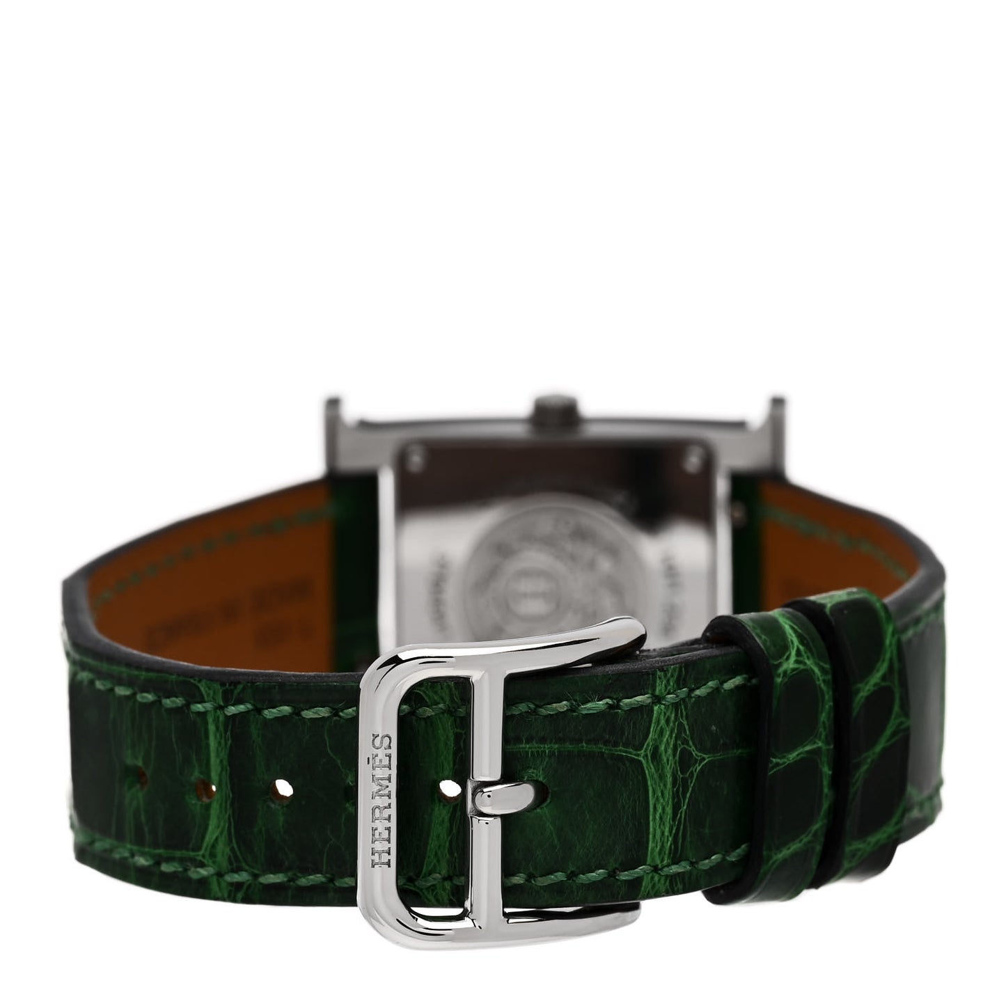 Stainless Steel Alligator Diamond Bezel Mother of Pearl 21mm Heure H Hour Quartz Watch Vert Moyen