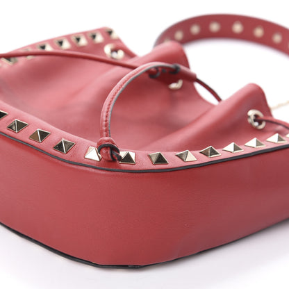 Valentino Garavani Vitello Mini Rockstud Chain Strap Bucket Bag Red 9 of 9