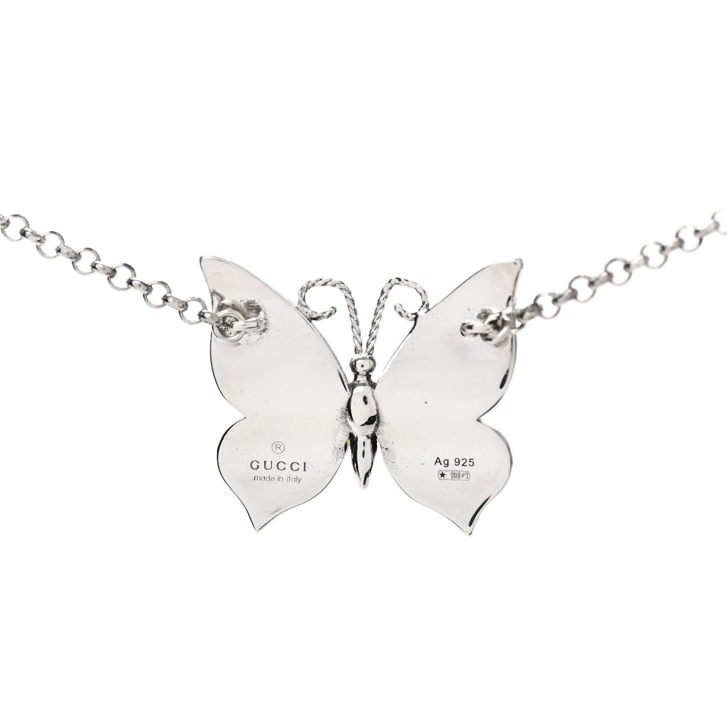 Sterling Silver Enamel Butterfly Pendant Necklace